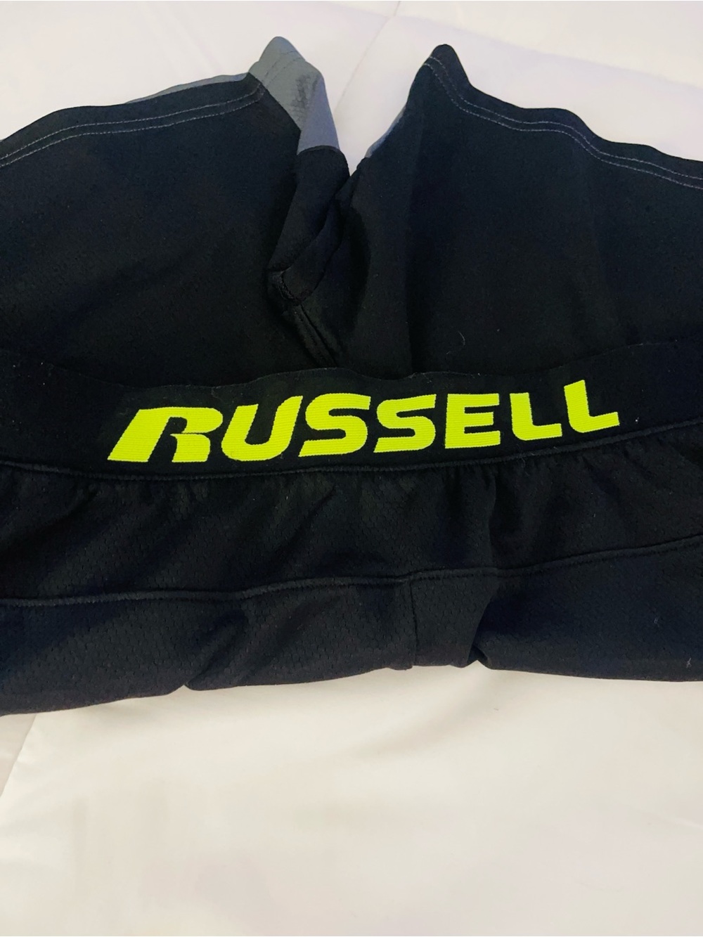 Russell Athletic Black Shorts with Neon Yellow Logo